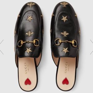 Gucci Princetown embroidered leather slipper